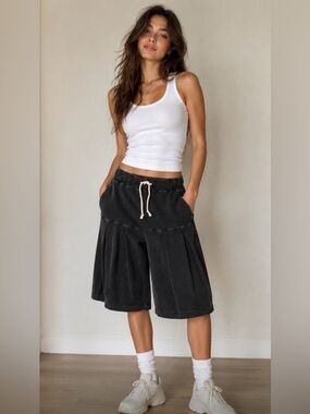 NWT Mono B Wide-Leg Pants ~ Mineral Wash Black